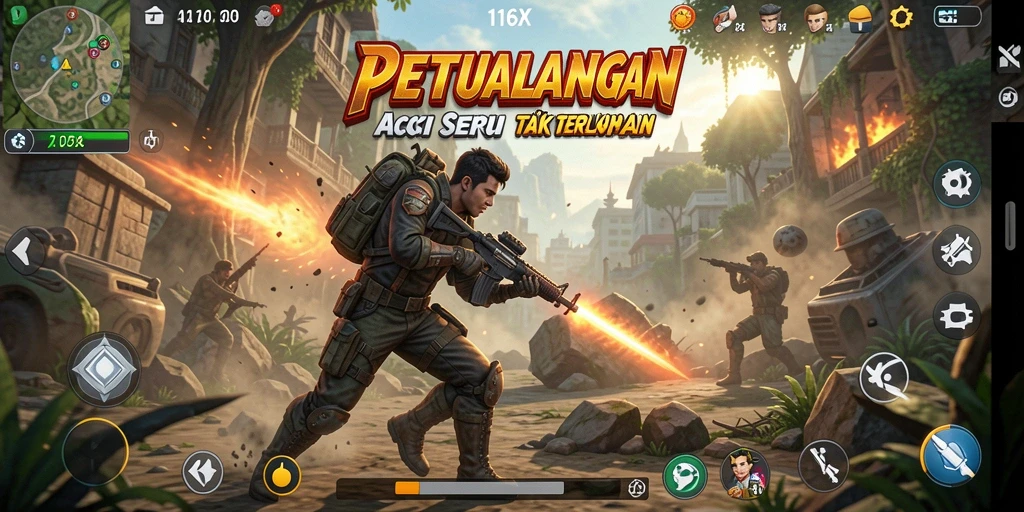 Tampilan gameplay menarik dari 116X penuh aksi dan tantangan.