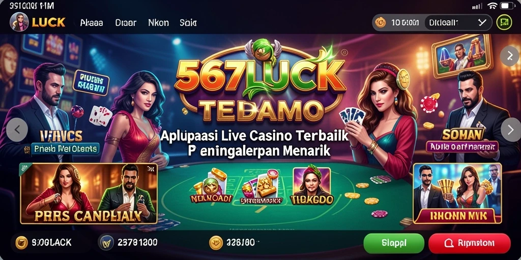 Screenshot gameplay Live Casino yang menampilkan dealer langsung dan suasana kasino.