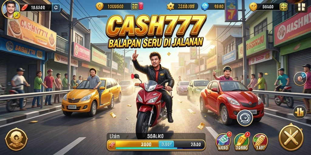 Tampilan gameplay balapan yang mendebarkan di CASH777.