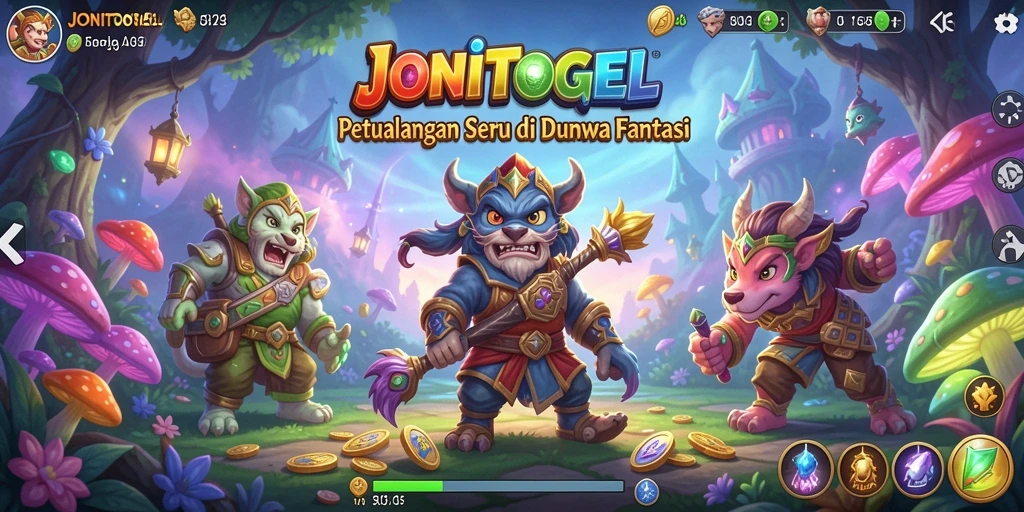 Tampilan gameplay seru dari JONITOGEL dengan karakter yang beraksi.