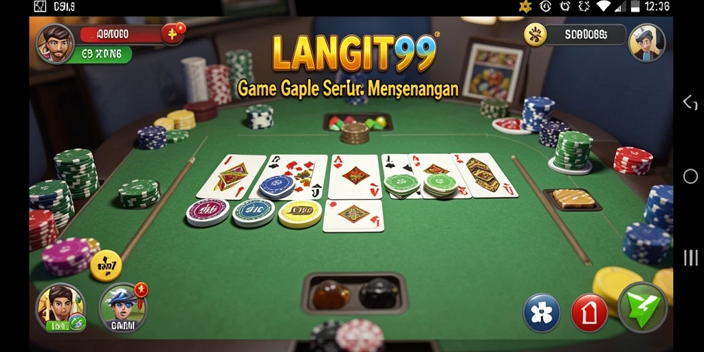 Screenshot utama LANGIT99 menampilkan gameplay Gaple yang seru dan interaktif.