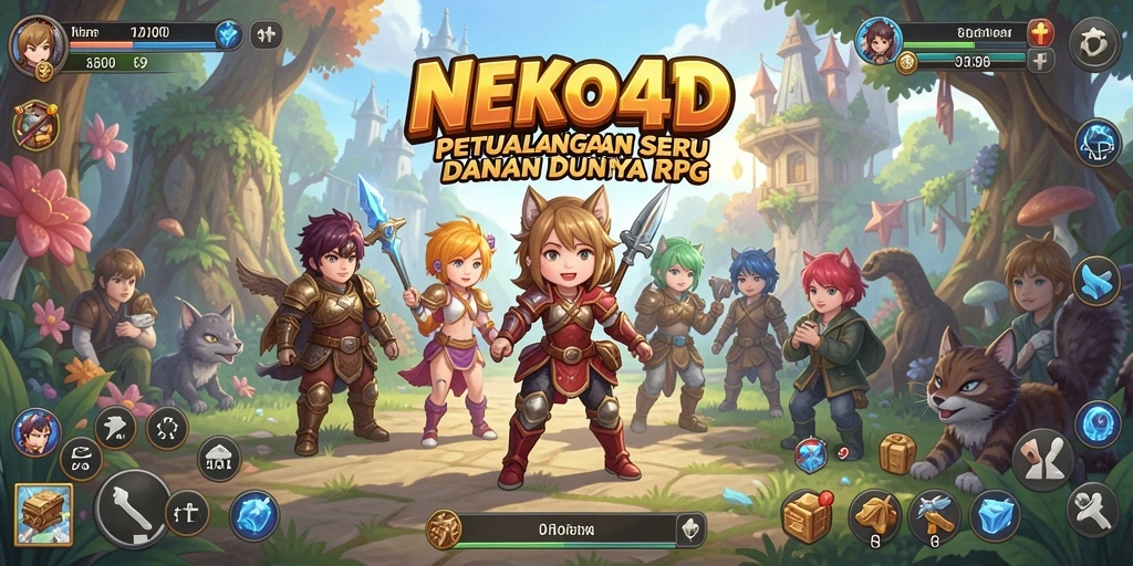Tampilan gameplay NEKO4D yang menampilkan pertarungan seru dalam dunia RPG.