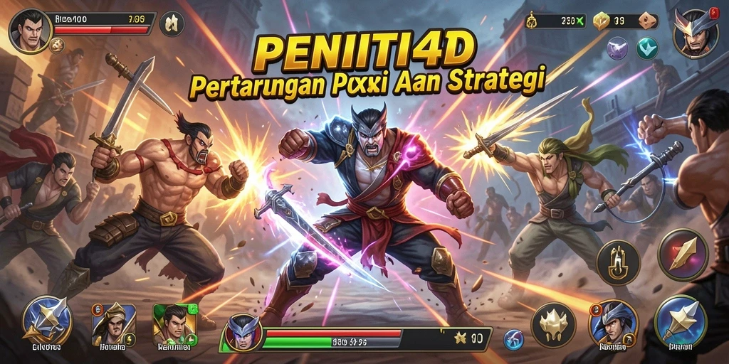 Tampilan pertarungan yang seru dan karakter unik di PENITI4D.
