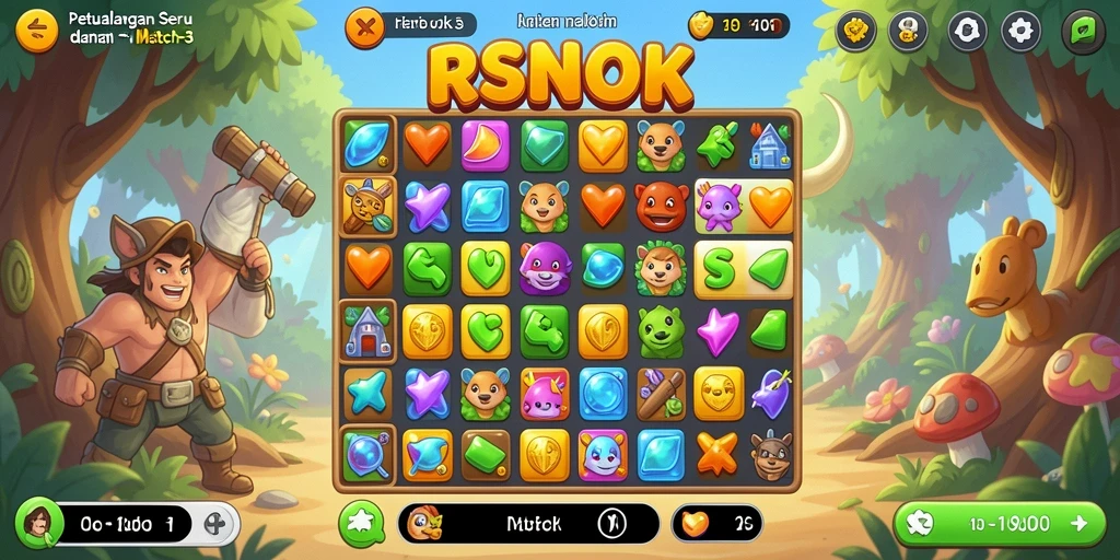 Tampilan gameplay seru di RSNOK dengan objek warna-warni yang menarik.