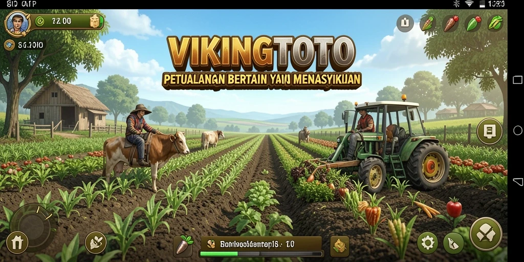 Tampilan gameplay VIKINGTOTO dengan suasana pertanian yang ceria.