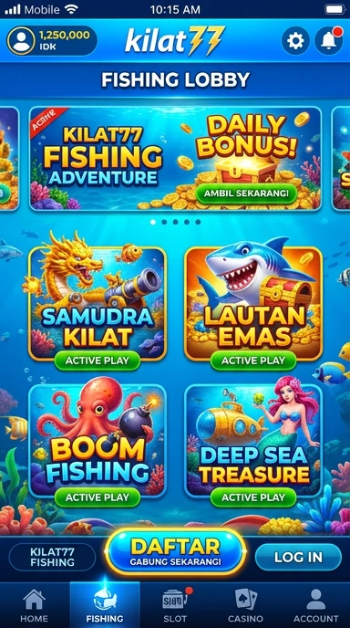 Tampilan utama aplikasi kilat77 yang menarik.